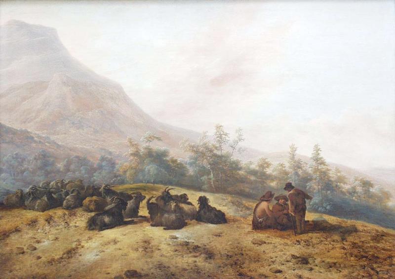Jacobus Mancadan Mountain landscape with shepherds Norge oil painting art
